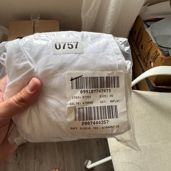 Madewell Puff-Sleeve Tee WMNS XS White Crew Neck Cotton Relaxed Fit Ruffle Trim - Picture 8 of 8